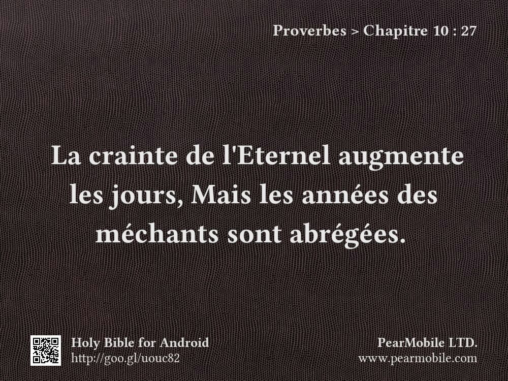 Proverbes, Chapitre 10:27